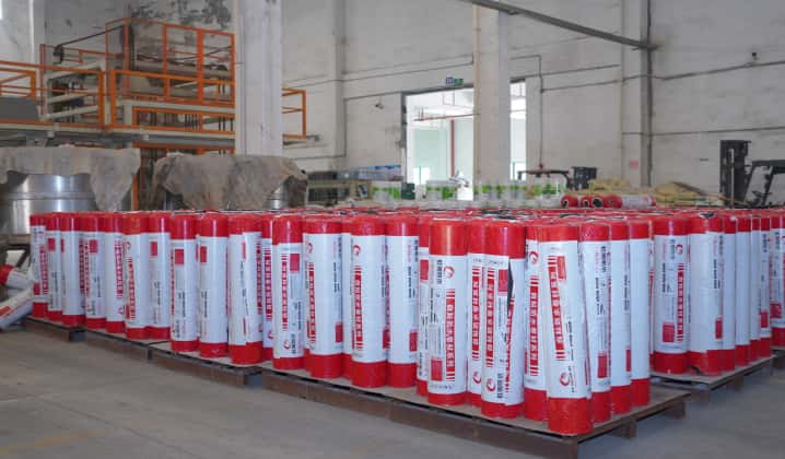Waterproof membrane production line in operation